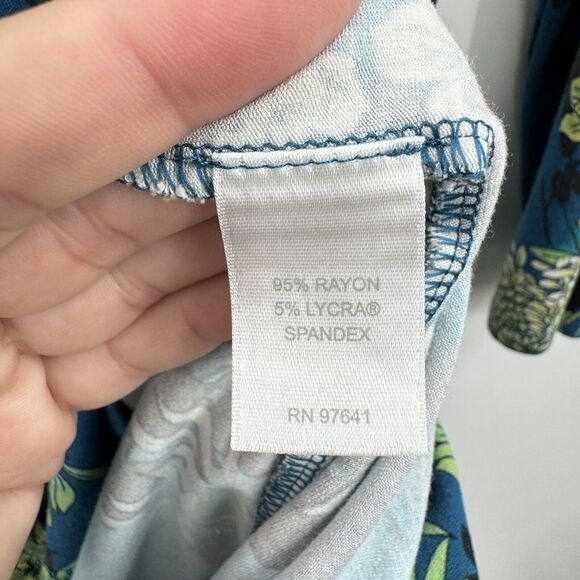 J. Jill Wearever Collection Floral Shift Dress Sz M Blue Rayon Stretch Casual - Picture 6 of 10